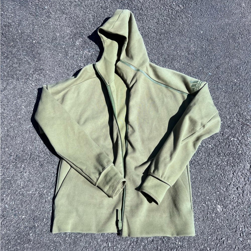 Adidas Premium Full-Zip Hooded Track Jacket Mens X-Large Olive Green